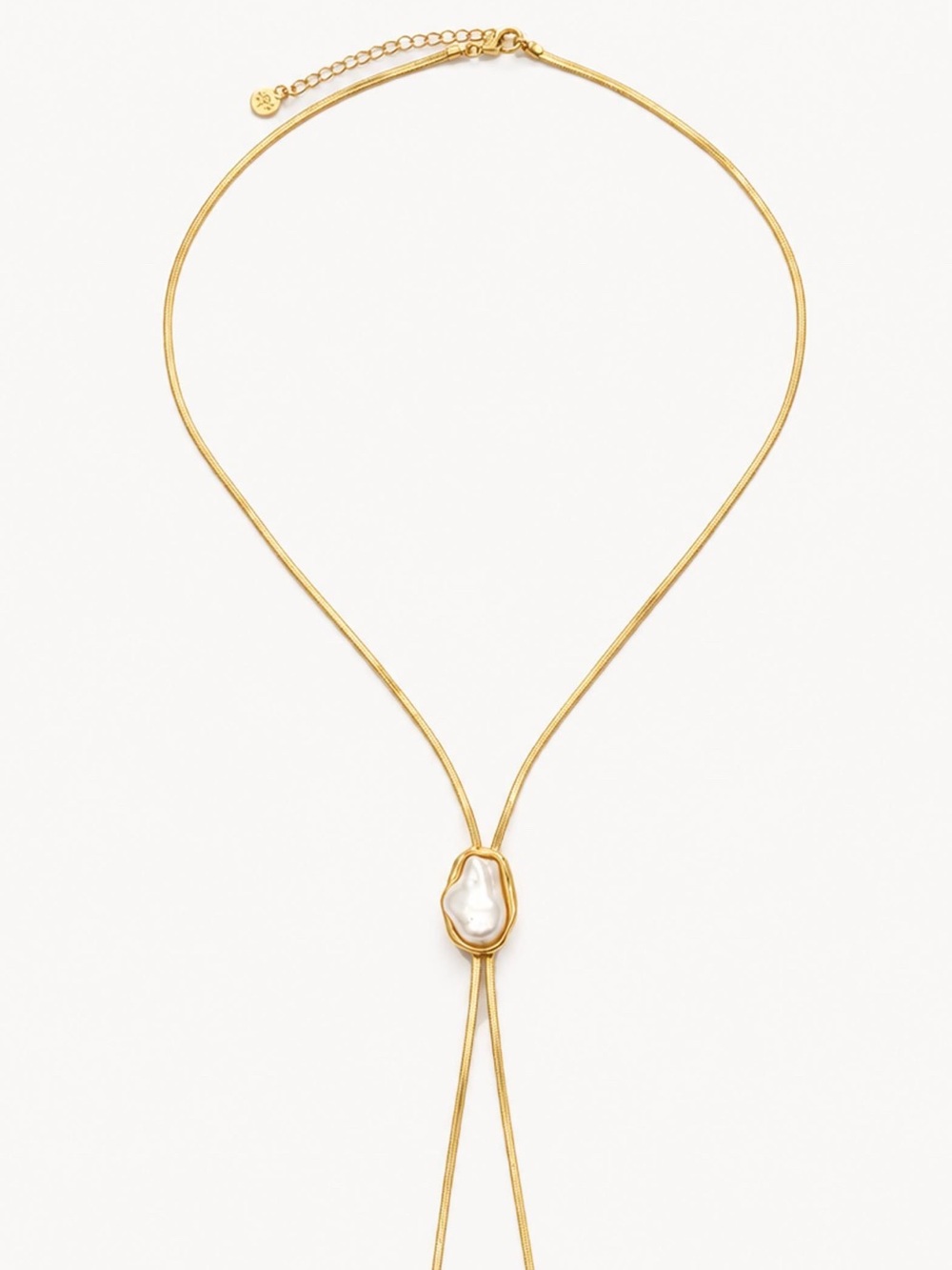 New Mayamar Gold Lariat Necklacenwith pearl accent